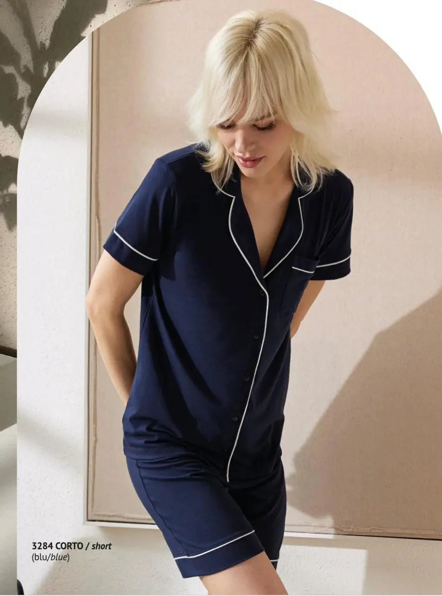 Pigiama donna corto maglia aperta Jadea 3284