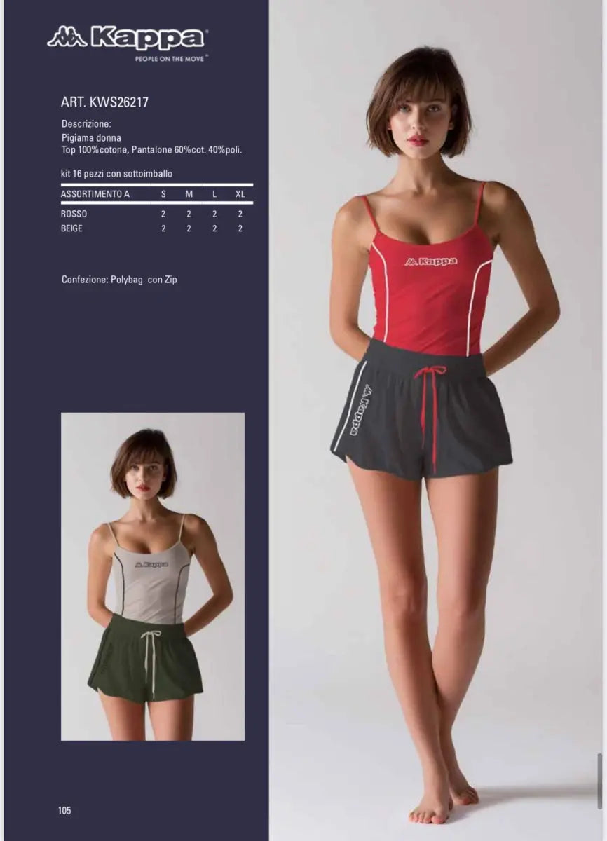 Kappa Completo corto da donna in cotone con Logo