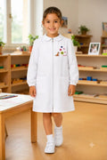 Grembiule asilo bambina Bianco con zip centrale Siggi Gatto
