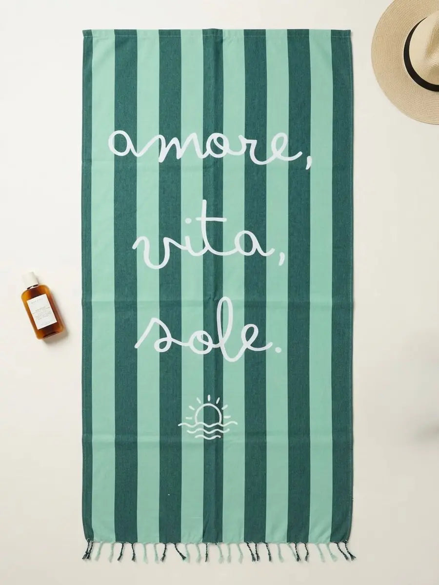 Sophie TELO MARE FOUTA CON FRANGE AMORE MARE 100x180