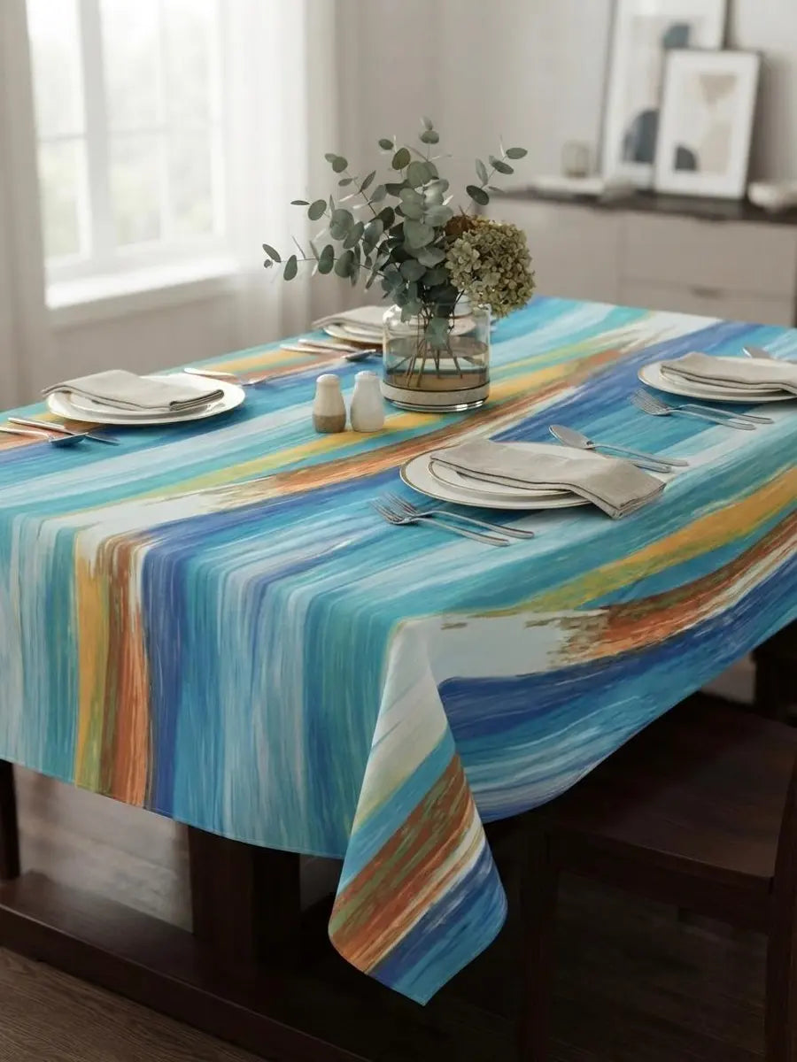 Lovely Home Tovaglia Antimacchia Splash Astratto Onda Azzurra Acquamarina