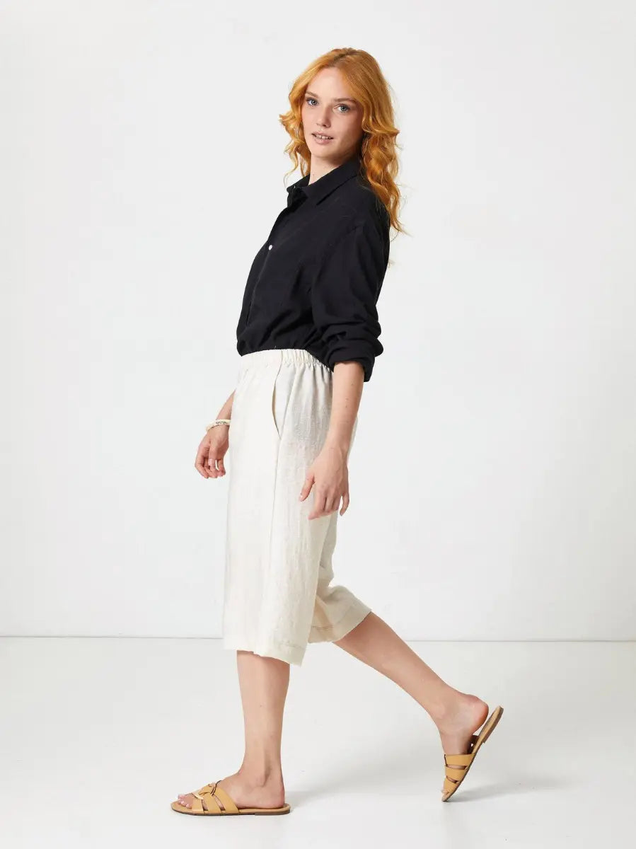 Jadea BERMUDA IN MISTO LINO CON TASCHE