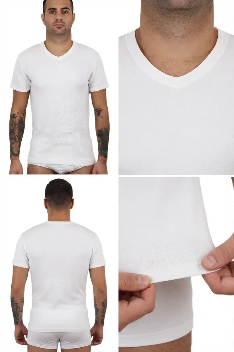 Mansue' Maglia mezza manica scollo a V MAXI LANA/COTONE uomo MANSUE’ – 50032 2 pz