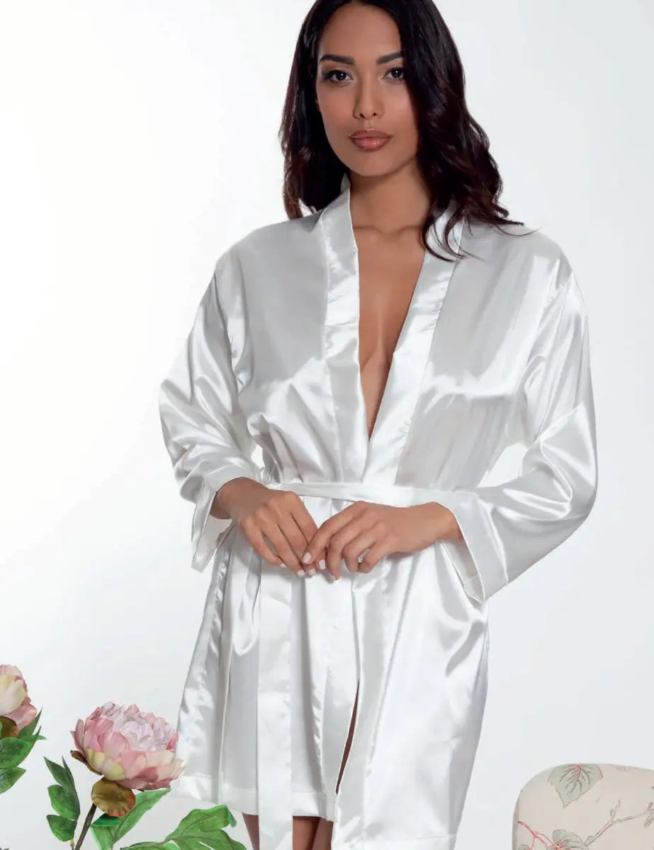 Vestaglia kimono in raso Fioreblu – V700