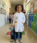 Grembiule asilo bambina Bianco con zip centrale Siggi ricamo Hippy 4337
