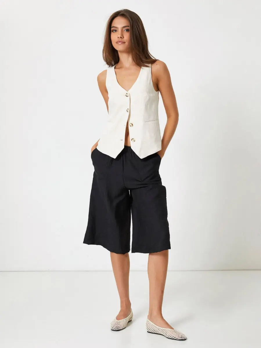 Jadea BERMUDA IN MISTO LINO CON TASCHE