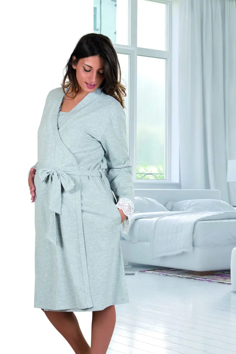 Vestaglia clinica manica lunga con inserti in pizzo Mamina – Z9219